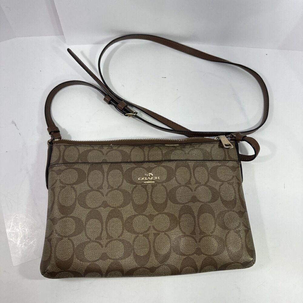 Coach New York Signature Pop Up Khaki Brown Crossbody Purse Bag M1757 F58316